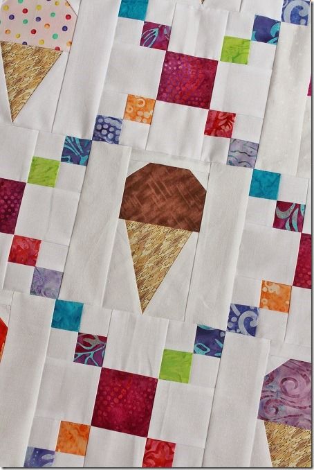 Quilt Square Patterns, Childrens Quilts, Baby Quilt Patterns, Summer Quilts, Ice Cream Cones, Patch Quilt, Quilted Wall Hangings, Quilt Block Patterns, Break In