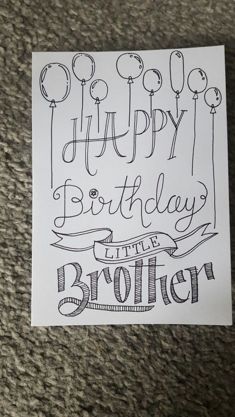 Little brother hand drawn birthday card Birthday Card For Brother Diy, Diy Brother Birthday Cards, Happy Birthday Card Brother, Brother Birthday Card Diy, Birthday Cards Ideas For Brother, Cute Birthday Cards For Brother, Bday Card Ideas For Brother, Drawings For Brothers Birthday, Card For Brother Birthday