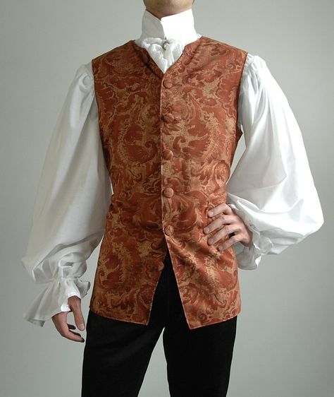 Red Damask 18th Century Waistcoat 18th Century Costume Men, 1700s Outfits Men, Men's 18th Century Fashion, Duke Outfits 18th Century, 1770s Fashion Men, 1660s Fashion Men, 1700s Fashion Mens Poor, Russian Royalty Fashion Male, 18century Fashion