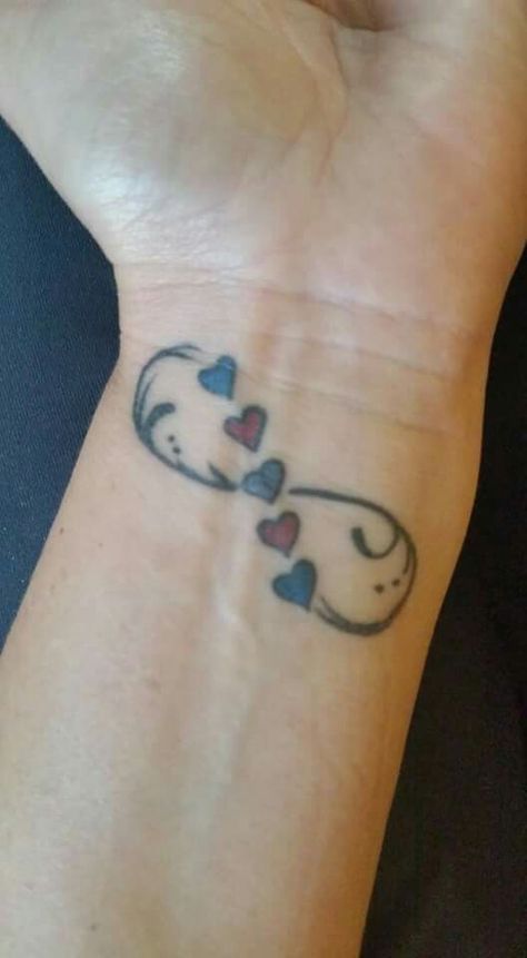 Infinity hearts with birthstones maybe? 6 Hearts Tattoo, Grandkid Tattoo Ideas, 4 Hearts Tattoo Ideas, Colored Heart Tattoo, 5 Hearts Tattoo, 4 Hearts Tattoo, Grandkids Tattoo Ideas Grandchildren, Grandma Tattoo For Grandkids, Grandchildren Tattoo Ideas