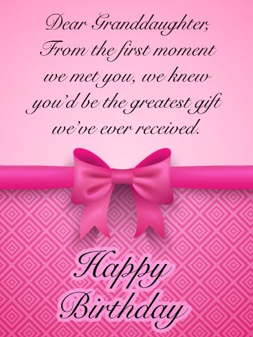 A big pink bow is the perfect finishing touch for this sweet, feminine birthday card. And it's also symbolic of the gift that is your granddaughter. Let her know how much she means to you with a touching message. From the first time you saw her, you knew she'd be the best present you've ever received. And with each year that passes, you get the chance to remind her, on this special day, that she is someone you love so very much. Granddaughter 21st Birthday Quotes, Quotes For Granddaughters Birthday, Happy Birthday Granddaughter Love You, Grandaughter Birthday Quotes, Birthday Poem For Granddaughter, Birthday Sentiments For Granddaughter, Grandaughter Birthday Wishes, Birthday Card Verses For Granddaughter, 25th Birthday Wishes