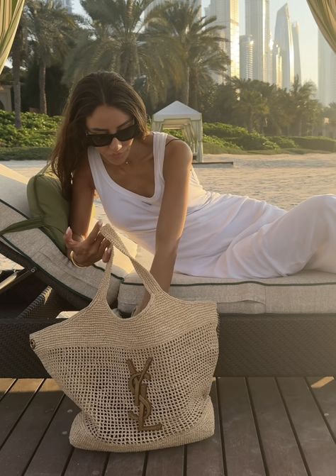 Ysl Bag Outfit, Chanel Beach Bag, Actress Lifestyle, Tamara Kalinic, Shopping In Italy, White Tank Dress, Summer Cotton Tops, Summer In Europe, Summer Holiday Outfits