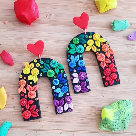 Nicole | Polymer Clay Earrings on Instagram: “These might just be my favourite earrings I have ever made! 😍 #rainbowpride” Pride Earrings, Diy Earrings Polymer Clay, Earrings Clay, Rainbow Earrings, Lgbtq Pride, Rainbow Pride, How To Make Earrings, Diy Earrings, Polymer Clay Earrings