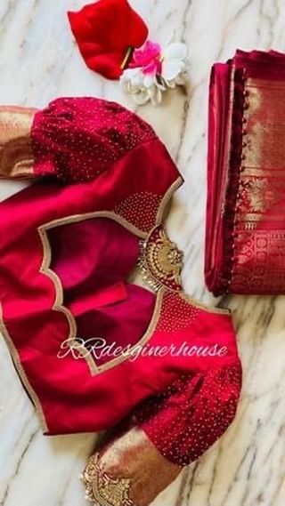 RR house on Instagram: "Deepavali collections by RRdesginerhouse! Royal red with gold colour beautiful embroidered handcrafted blouse with saree✨✨ for our beautiful client Designer: @stylebyrakshitha . . . #RRfashions#RRboutique#womenswear#blouses#kidswear#banglore#karnataka#byrakshitha#halfsaree#oldtonewoutfit#lehenga#indianfashion#sareetolehanga#tissuesilk#lehenga#sliksaree#slikblouse#zardozi#handworkblousedesign#bridesofbengaluru#rrfashion#blousedesigns#chikankari#toronto#rufflesaree#india Red Colour Bridal Blouse Designs, Red Colour Blouse Designs, Red Blouse Design, Traditional Blouse Designs, Silk Saree Blouse Designs, Hand Work Blouse, Trendy Blouse, Silk Saree Blouse, Hand Work Blouse Design