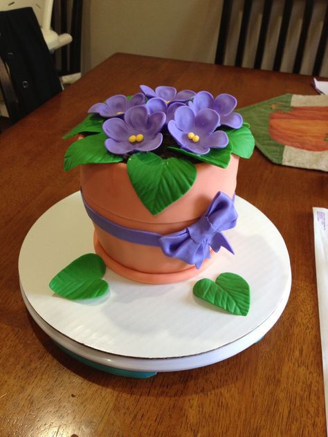 Flower Pot Cake, Violet Cakes, Pot Cake, 90th Birthday Cakes, Birthday Cake For Mom, Pot Cakes, New Birthday Cake, Garden Cakes, Mothers Day Cake