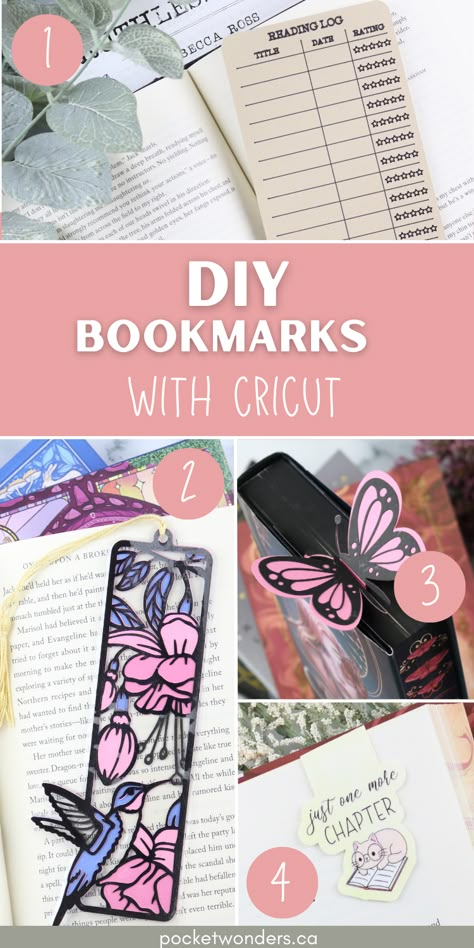 DIY Bookmarks with Cricut Cricut Paper Bookmarks, Creative Bookmarks Design Free Printable, Bookmark Ideas Cricut, Bookmarks Handmade Cricut, Bookmarks Made With Cricut, Free Svg Bookmark, Bookish Things To Make, Cricut Book Mark Ideas, Diy Bookmarks To Sell