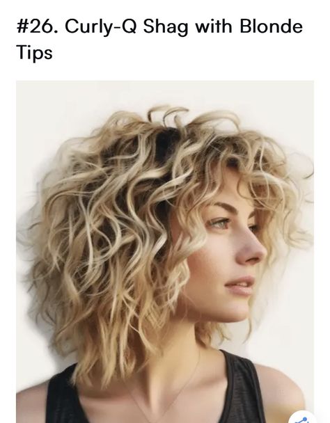 Natural Wavy Shag Haircut, Shoulder Length Haircuts For Fine Wavy Hair, Medium Length Fine Wavy Hair, Shag Hairstyles Short Curly, Edgy Curly Haircuts Medium, Curly Lob Haircut With Bangs, Shag With Bangs Curly, Shaggy Short Curly Hair, Short Curly Blonde Hair Natural