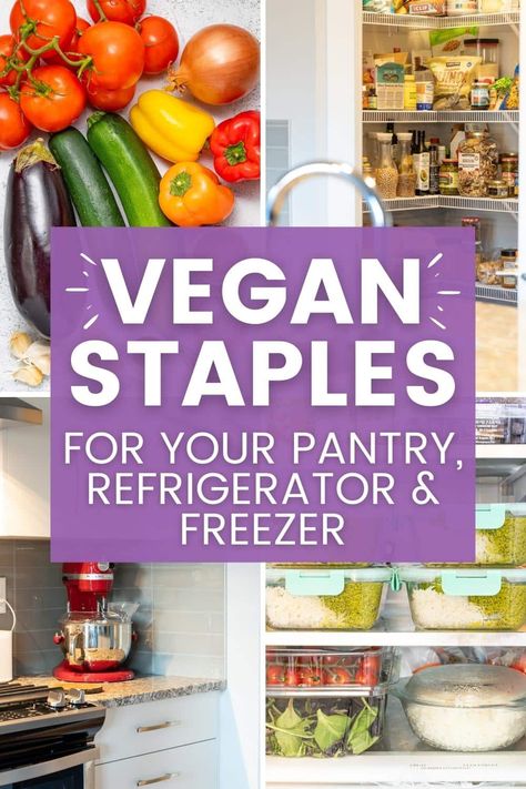 Having a well-stocked pantry makes cooking a lot simpler, not to mention faster. There is so much you can do with a handful of vegan pantry staples and today I'm sharing all of the vegan staples that I like to keep in my pantry, fridge and freezer. A free printable vegan pantry staples list is included. Vegetarian Tips, Well Stocked Pantry, Pantry Staples List, Vegan Pantry Staples, Stocked Pantry, Vegan Staples, Vegan Pantry, Pantry Fridge, Pantry Essentials