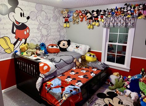 Mickey Mouse room Mickey Mouse Bedroom Toddler, Mickey Mouse Clubhouse Bedroom, Crazy Bedrooms, Mickey Mouse Kids Room, Toddler Boy Rooms, Mickey Mouse Bedroom Decor, Minnie Mouse Bedroom Decor, Mickey Bedroom, Mickey Mouse Room Decor