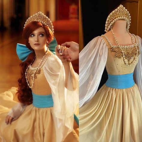 Anastasia Dress Cosplay, Anastasia Dresses Disney, Princess Anastasia Cosplay, Classic Disney Costumes, Diy Anastasia Costume, Anastasia Dress Real Life, Anastasia Disney Dress, Anastasia Halloween Costume, Princess Anastasia Dress