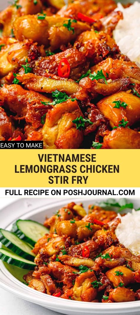 Lemongrass Chicken Stir Fry, Lemongrass Chicken Vietnamese, Vietnamese Lemongrass Chicken, Lemongrass Chicken Recipe, Lemon Grass Chicken, Lemongrass Recipes, Lemongrass Chicken, Asian Dinner, Vietnamese Chicken