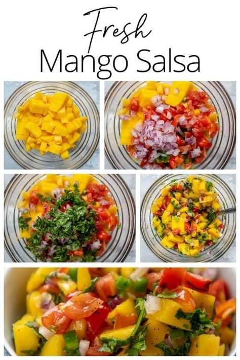 Fresh Mango Salsa Recipe, Summertime Meals, Mango Salsa Recipe, Fresh Mango Salsa, Plate Recipes, Mango Salsa Recipes, Army Party, Easy Salsa, Fresh Salsa