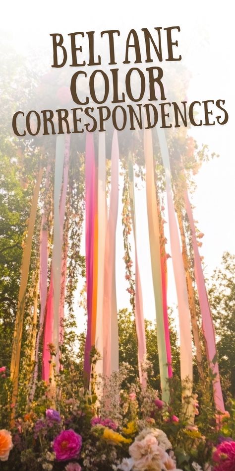 Transform your space with the vibrant hues of Beltane! Explore the meanings of Beltane colors and symbols to create stunning altar setups. Learn how to use ribbons and seasonal decorations to honor this sacred sabbat. Perfect your altar ideas with aesthetic touches like floral garlands and symbolic colors. Dive into the art of seasonal correspondences and create a visual masterpiece to celebrate this joyful sabbat! Beltane Colors, Beltane Aesthetic, Ribbon Color Meanings, Beltane Wedding, Witchy Outfit Ideas, Beltane Blessings, Celebrate Beltane, Magical Correspondences, Eclectic Witchcraft