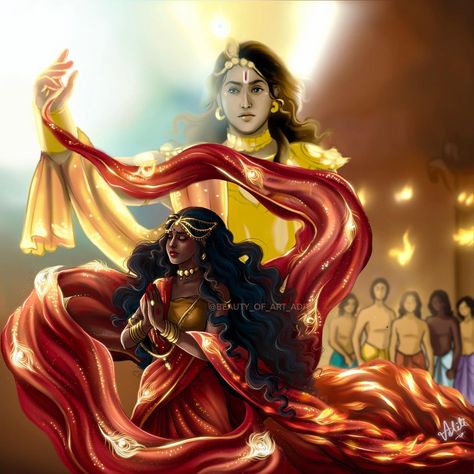 Krishna Draupadi Raksha Bandhan Drawing, Draupadi Cheer Haran Painting, Draupadi Vastraharan Painting, Draupadi Aesthetic, Draupadi Art, Draupadi And Krishna, Draupadi Painting, Mahabharat Draupadi, Pokémon Star