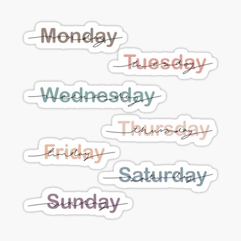 Days of the week with warm colors • Millions of unique designs by independent artists. Find your thing. Aesthetic Printable Stickers For Journals, Days Of The Week Printables Aesthetic, Days Of The Week Aesthetic, Artful Agenda, Days Of The Week Stickers, Bullet Journal Sticker, Boulet Journal, Header Ideas, Journal Tracker