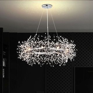 Liria 9-Light Chrome Clear Beads Firework Chandelier - Bed Bath & Beyond - 35429385 Staircase Styling, Firework Chandelier, Starburst Light Fixture, Beaded Light Fixture, Stairs Wall, Driftwood Chandelier, Rome Apartment, Statement Chandelier, Trendy Lighting