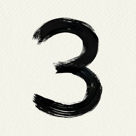 Number 3 brush stroke handwritten typography  | free image by rawpixel.com / Mind Number 3 Wallpaper, 3 Number Logo, 3 Number Design, Number 3 Aesthetic, Number Wallpaper, Handwritten Typography, Painted Clothes Diy, 3 Number, Alphabet Number