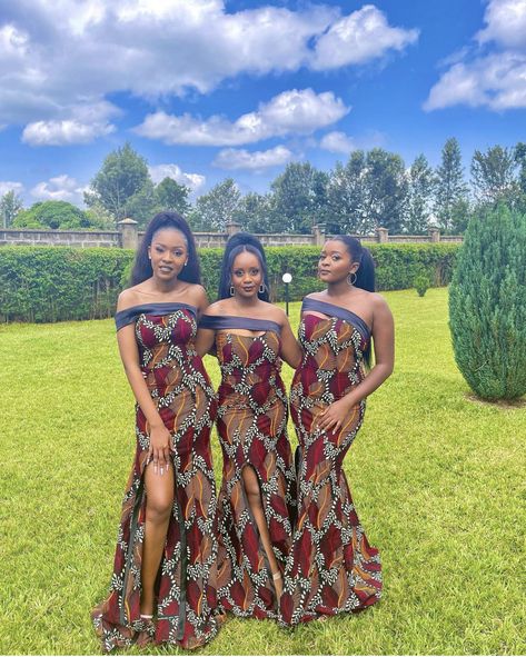 Roora Dress Ideas, Bridesmaids Ankara Dresses, Ankara For Bridesmaids, Ankara Bridesmaid Dresses Traditional Weddings, Congolese Bridesmaid Dresses, Kitchen Party Dresses African, Bridesmaid Dresses Ghana, Ghana Traditional Wedding Bridesmaid Dresses, Ruracio Dresses