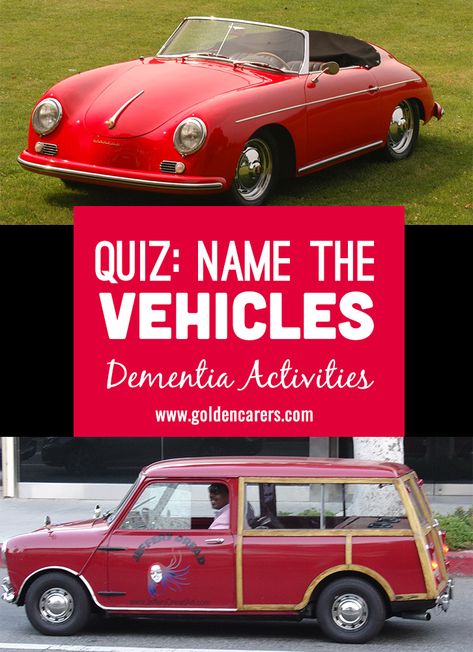 Matching Activity - Name the Vehicle: This is a Montessori based activity where images are matched with the words that describe them. The theme for this activity is: Vehicles. Mens Group Activities, Assisted Living Activities, Memory Care Activities, Adult Activities, Recreational Therapy, Therapy Interventions, Nursing Home Activities, New Year Post, Recreation Therapy