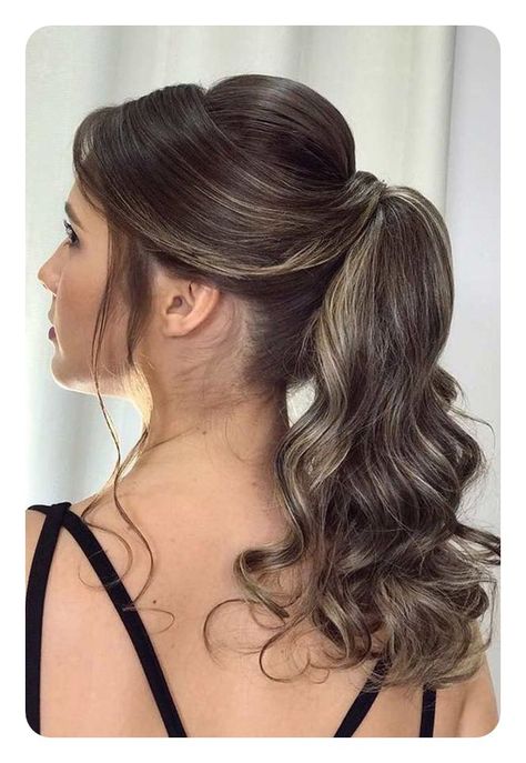 Ponytail With Bangs, Messy Ponytail Hairstyles, Fancy Ponytail, Pageant Hair, Elegant Ponytail, High Ponytail Hairstyles, Prom Hair Updo, A Ponytail, Penteado Cabelo Curto