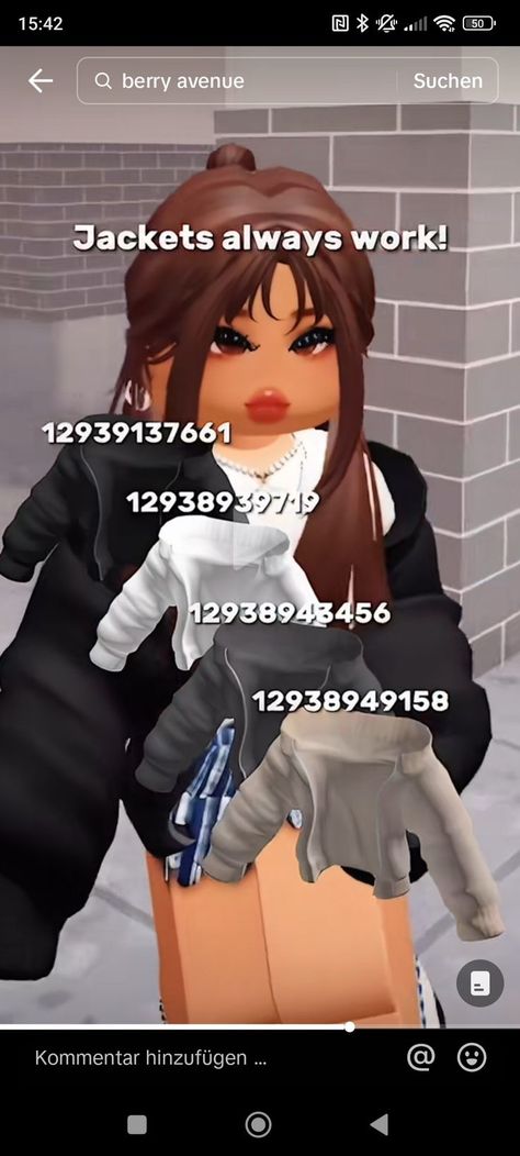 Bloxburg Cold Outfit Codes, Realistic Mom Outfit Codes Berry Ave, Roblox Outfits Codes Y2k, Roblox Outfits Codes, Berry Ave Outfit Codes, Blocksburg Outfit Codes￼, Brown Hair Roblox, Bloxburg Clothes, Bloxburg Outfits