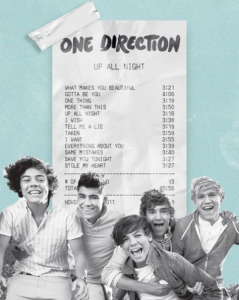 ALBUM RECEIPTS on Instagram: ““Up All Night” by @onedirection #10Yearsof1D” One Direction Up All Night, Album Receipts, One Direction Party, Alternative Posters, One Direction Albums, One Direction Lockscreen, One Direction Wallpaper, Music Poster Design, What Makes You Beautiful