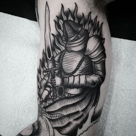 Abyss watcher from Dark Souls 3 by Rae Razael (@ evils) #vgta2 #uktta #taot #blackworkerssubmission #btattooing #darkartists #woodcuttattoos #woodcuttattoo Abyss Watchers Tattoo, Abyss Watchers, Woodcut Tattoo, Dark Souls 3, B Tattoo, Tattoo Inspo, Dark Souls, Skull Tattoo, Tattoos