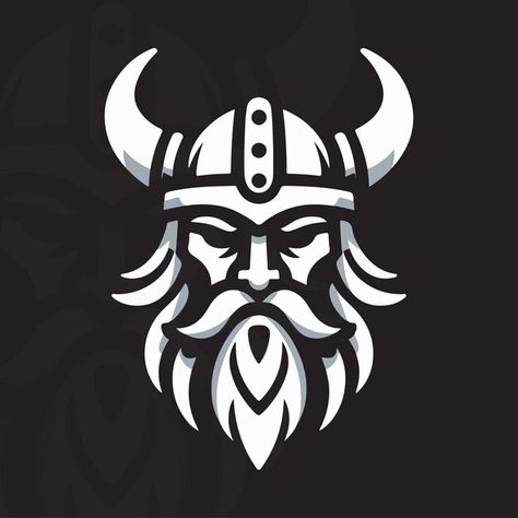 Viking logo template | Premium Vector #Freepik #vector Viking Graphic Design, Wolf Logo Design Ideas, Viking Silhouette, Viking Logo Design, Viking Cartoon, Viking Vector, Vikings Art, Viking Drawings, Beard Illustration