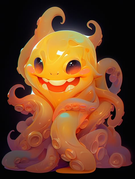 ArtStation - Octopuses Cephalopod Art, Octopus Artwork, Art Toys Design, Fantasy Monster, Cute Monsters, Creature Concept Art, Creature Concept, Creature Design, Creature Art