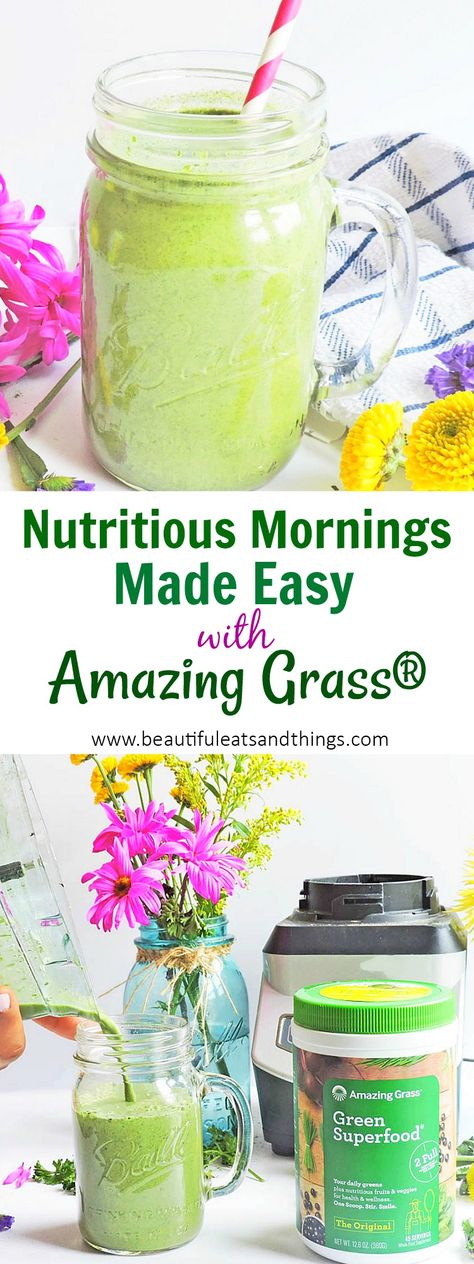 Nutritious Mornings Made Easy with Amazing Grass® Green Superfood® - Beautiful Eats & Things Amazing Greens Superfood Recipes, Amazing Grass Smoothie Recipes, Amazing Grass Green Superfood Recipes, Clean Eating Plant Based, Flat Abs Diet, Quick Smoothie Recipes, Amazing Grass Green Superfood, Yummiest Food, Green Breakfast Smoothie