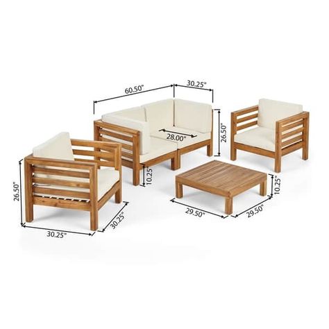 Oana Outdoor 4-seat Acacia Loveseat Chat Set with Cushions by Christopher Knight Home - Bed Bath & Beyond - 27785022 Wood Loveseat, Wooden Sofa Set Designs, Wooden Sofa Set, Outdoor Furniture Plans, 5 Seater Sofa, Sofa Set Designs, Wooden Sofa, Wood Sofa, Deck Furniture