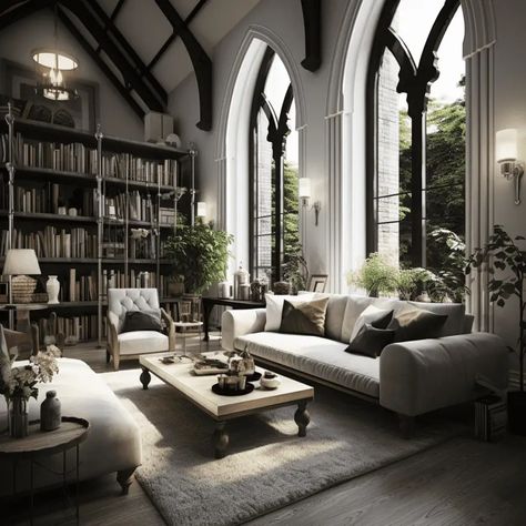 Monastic Aesthetic, Country Victorian Homes, Modern Gothic House, Modern Gothic Interior, Gothic Moodboard, Gothic Revival Interior, Modern Gothic Home, Gothic Houses, Gothic Industrial