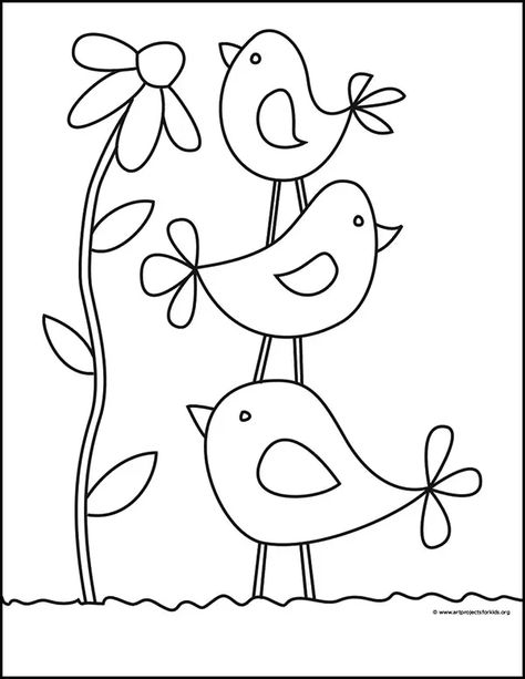 Easy Decorative Painting Ideas, Doodle Art Birds, Cute Bird Drawing Simple, Decorative Design Drawing, Bird Drawings Easy, Whimsical Bird Art, Whimsical Art Drawings, Doodle Birds, Simple Bird Drawing