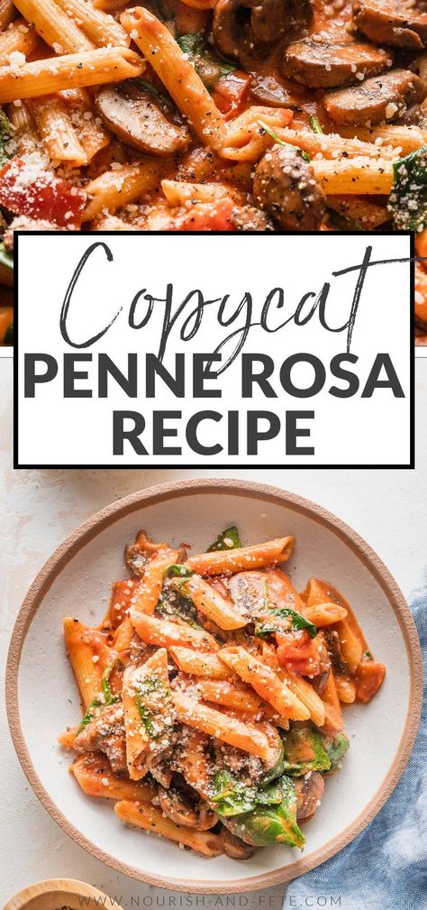 This Penne Rosa recipe has tender pasta and plenty of veggies tucked into a creamy tomato sauce with just a little kick. It's a delicious copycat of the popular Noodles & Company dish that is super easy to make at home for a quick dinner any night of the week. Copycat Penne Rosa Noodles And Company, Noodle And Company Recipes, Penna Rosa Recipe, Copycat Pasta Recipes, Pasta Rosa Recipe, Penne Pasta Recipes Vegetarian, Mini Penne Pasta Recipes, Penne Rosa Noodles And Company, Trottole Pasta Recipes