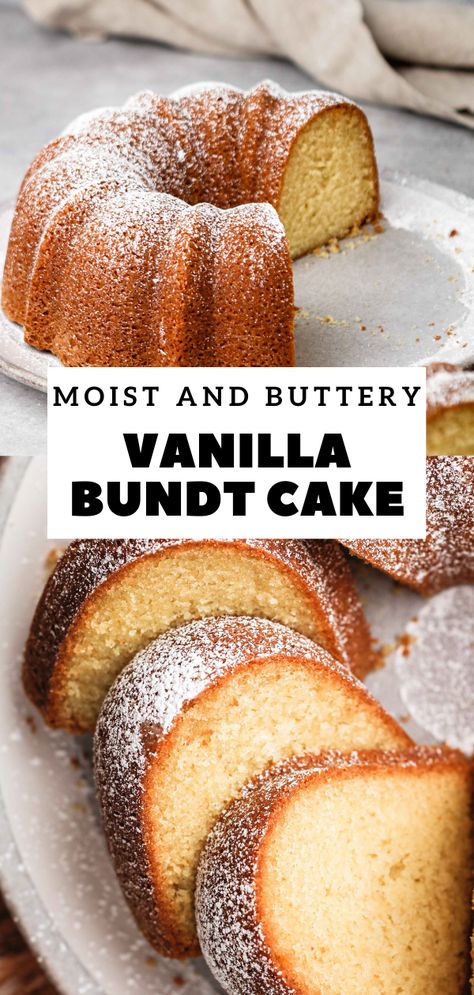 The Best Moist Vanilla Bundt Cake - Lifestyle of a Foodie Moist Vanilla Bundt Cake, Vanilla Bundt Cake Recipes, Vanilla Bundt Cake, Bunt Cake Recipe, Easy Bundt Cake Recipes, Lifestyle Of A Foodie, Easy Bundt Cake, Moist Vanilla Cake, Bundt Cake Recipe