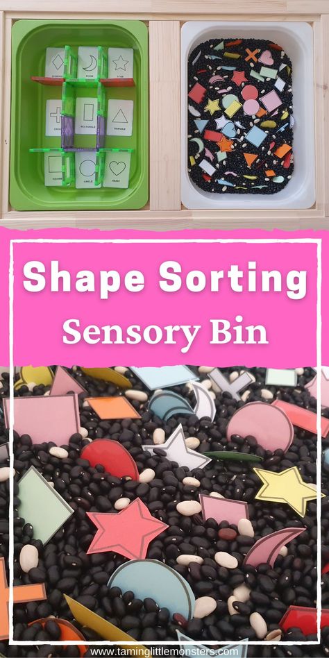 Shapes Sensory Bin Preschool, Sensory Sorting Activities, Shape Themed Activities For Preschool, Pmld Maths Sensory Activities, Square Sensory Bin, Shapes Small Group Preschool, Shapes And Colors Dramatic Play, Shape Sensory Bin Preschool, Shape Sensory For Toddlers