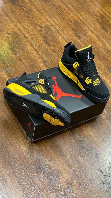 Jordan Thunder 4s, Jordan 4 Thunder Outfit, Thunder 4s Jordans Outfit, Jordan 4 Custom, Jordan 4 Yellow Thunder, Air Jordan 4 Thunder, Jordan 4 Yellow, Jordan 4 Retro Thunder, Jordans 4s