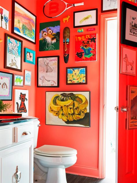 #Bathroom #Pop #Art #Bathroom #PopArtBathroom Wc Decoration, Makeover Kamar Mandi, Bold Bathroom, Small Space Bathroom, Diy Bathroom Storage, Bathroom Color Schemes, Bathroom Paint Colors, Bathroom Color, Boys Bathroom