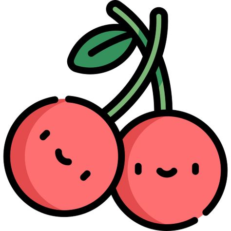 Cute Cherry Drawing, Cherry Cartoon, Cherry Drawing, Kawaii Drawing, Easy Drawings For Beginners, S Coups, Stickers Kawaii, Cute Food Drawings, Airbrush Art