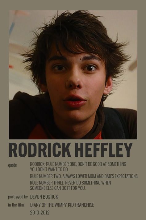 Roderick Heffley, Rodrick Rules, Rodrick Heffley, Devon Bostick, Paintings For Living Room, Diary Of A Wimpy, Diary Of A Wimpy Kid, Film Posters Vintage, Wimpy Kid