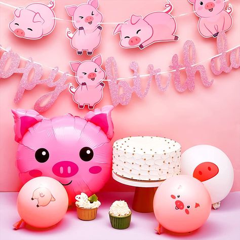 Nice Combination: you will receive a thoughtful set of pig party decorations, including 1 pig birthday banner, 1 pink piglet garland, 2 pig aluminum foil balloons and 30 piglet themed latex balloons in 3 styles, which are sufficient and diverse to meet your needs and bring your guests an unforgettable night
Stable and Reliable: the pig balloon is made of latex material, stable and glossy on the surface, and the pig aluminum balloon is safe, thick and solid, and not easy to break or fade. Pig Party Decorations, Pig Birthday Party Decorations, Pig Balloon, Pink Baby Shower Decorations, Farm Themed Party, Brunch Decor, Pig Birthday Party, Farm Animal Birthday, Pig Birthday