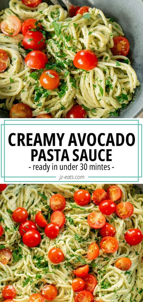 Creamy Avocado Pasta Sauce (quick and easy!) Greek Yogurt Pasta Sauce, Avocado Pasta Sauce, Greek Yogurt Pasta, Avocado Recipes Pasta, Avocado Sauce Pasta, Creamy Avocado Pasta, Cream Pasta, Avocado Pasta, Avocado Sauce