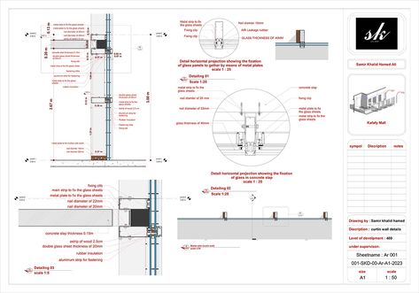 Curtain wall Details (Shop Drawing) :: Behance Section Details Architecture, Curtain Wall Section Detail, Wall Section Detail Architecture, Interior Details Drawing, Curtain Wall Section, Wall Section Detail, Details Drawing, Curtain Wall Detail, Building Details