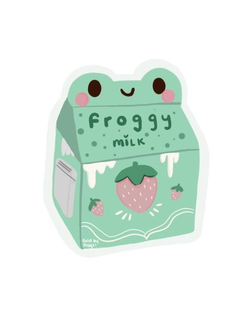 Adorable Froggy Milk Sticker! #StickerArt Cute Diy Sticker Ideas, Froggy Milk Carton, Cute Stickers To Make, Kawaii Stickers Aesthetic, Sticker Ideas Aesthetic, Sticker Cute Aesthetic, Stickers Aesthetic Cute, Sketch Tablet, Cute Stickers Aesthetic