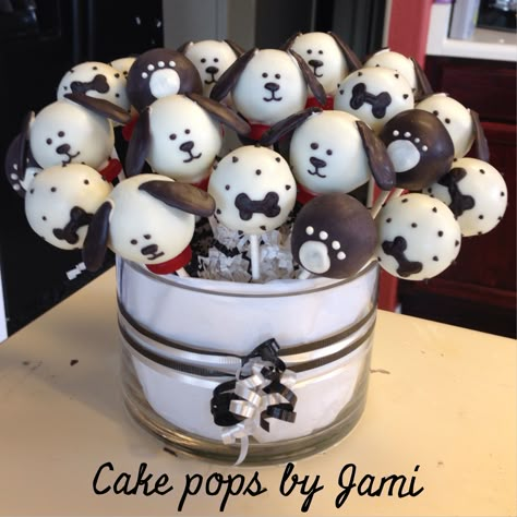 Dog Themed Desserts, Fall Dog Birthday Party, Pet Themed Desserts, Puppy Themed Bedroom, Dog Cake Pops Birthday Parties, Puppy Themed Cake, Dog Cakepops, Cake Pops For Dogs Recipe, Puppy Cake Pops