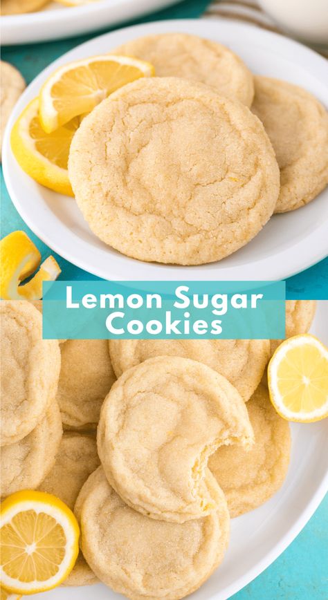 With over 1.5 million views and counting, this lemon sugar cookies recipe is one of the most popular cookie recipes on my website, and for good reason! These soft lemon sugar cookies can be made with one bowl, are thick, chewy and easy to freeze. Chewy Lemon Sugar Cookies, Soft Lemon Sugar Cookies, Soft Lemon Cookies, Chewy Lemon Cookies, Lemon Sugar Cookies Recipe, Lemon Sugar Cookie, Lemon Cookies Easy, Lemon Press, Lemon Cookie