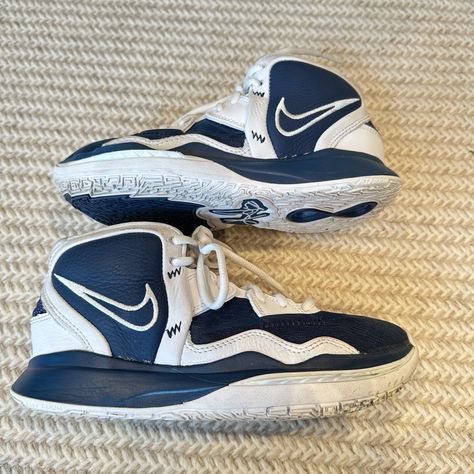 Nike Kyrie Infinity Team Navy And White Basketball Sneakers. Big Boy Size 3.5. Run Small. Worn Only Three Times In A Gym For Practice. Never Worn Outside. Nike Kyrie Infinity, Kyrie Infinity, White Basketball, Nike Kyrie, A Gym, Basketball Sneakers, Big Boy, Kids Nike, Big Boys