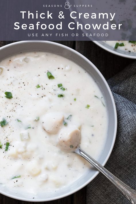 Halibut Chowder, Seafood Chowder Soup, Shrimp Chowder, Creamy Seafood, Salmon Chowder, Chowder Recipes Seafood, Fish Chowder, Seafood Bisque, Halibut Recipes