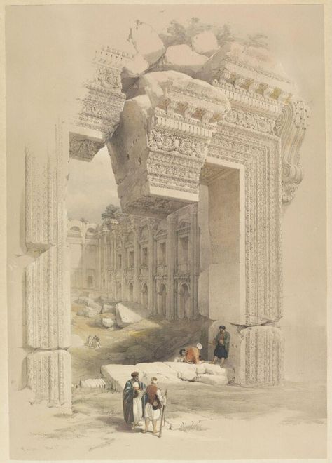 19th Century Landscape, David Roberts, Lithograph Print, May 7th, The Temple, Antique Prints, Landscape Prints, Art Sur Toile, High Quality Art Prints