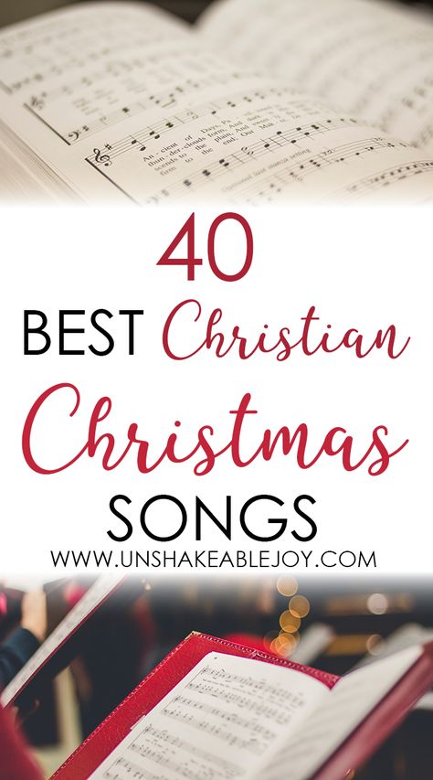 40 Best Christian Christmas Songs - Unshakeable Joy Christian Christmas Playlist, Church Christmas Songs, Christmas Songs List, Christian Christmas Music, Songs Christian, Christian Christmas Songs, Traditional Christmas Songs, Christian Woman Encouragement, Christmas Songs Lyrics